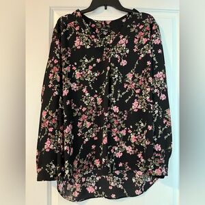 Nine West Black and Pink Long Sleeve Blouse